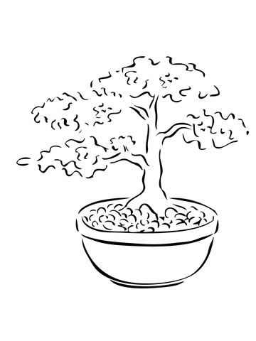 Bonsai Miniature Tree Coloring Page